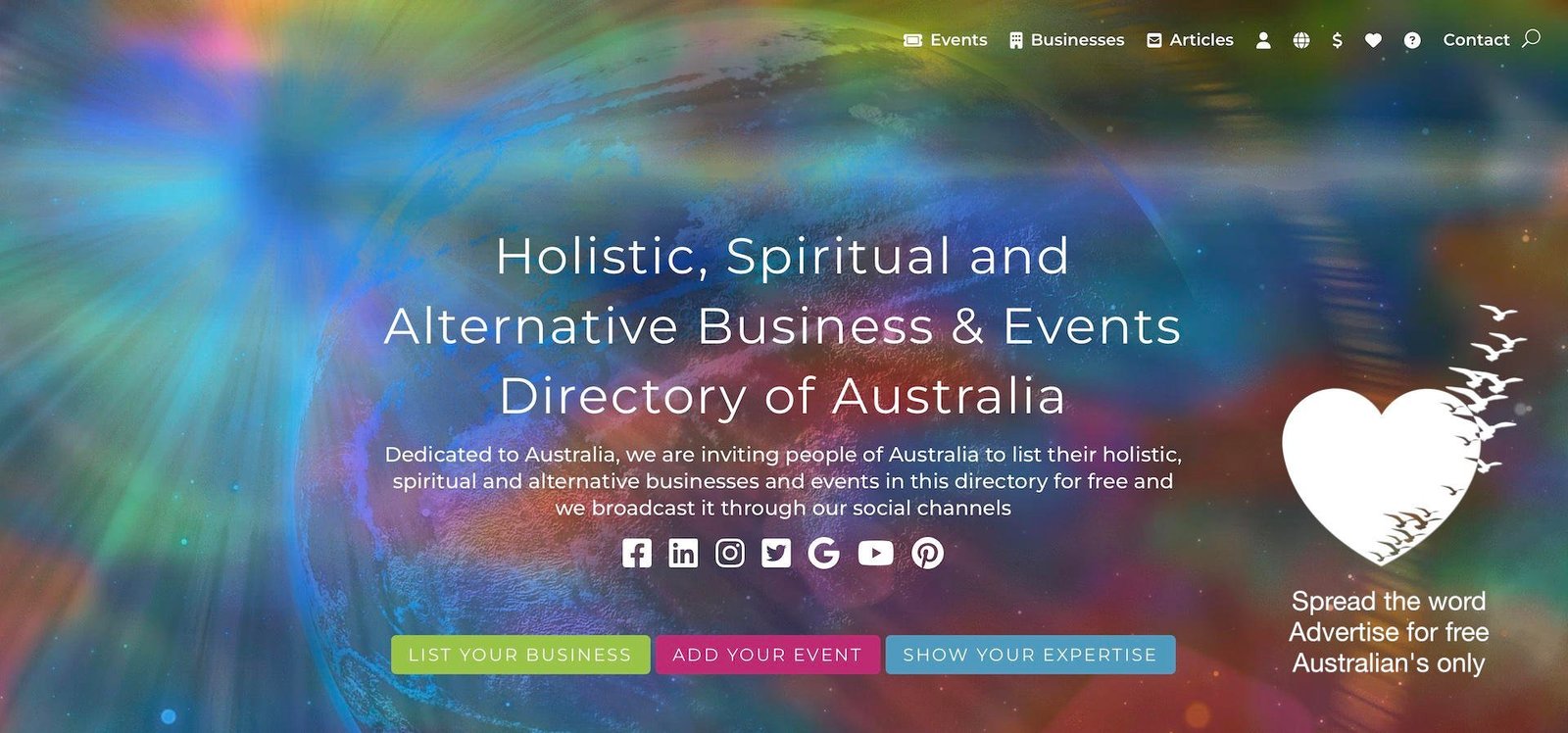 Holistic spiritual alternative business and events directory of Australia