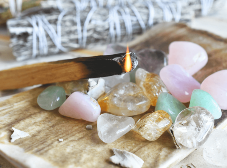 Smudging with Palo Santo and crystals